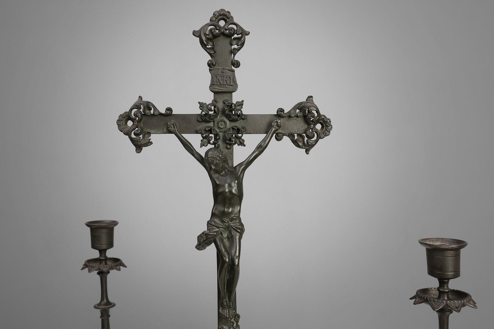 Crucifix And Candlesticks By P.L. Vombach, Germany, Set Of 3 photo furniture