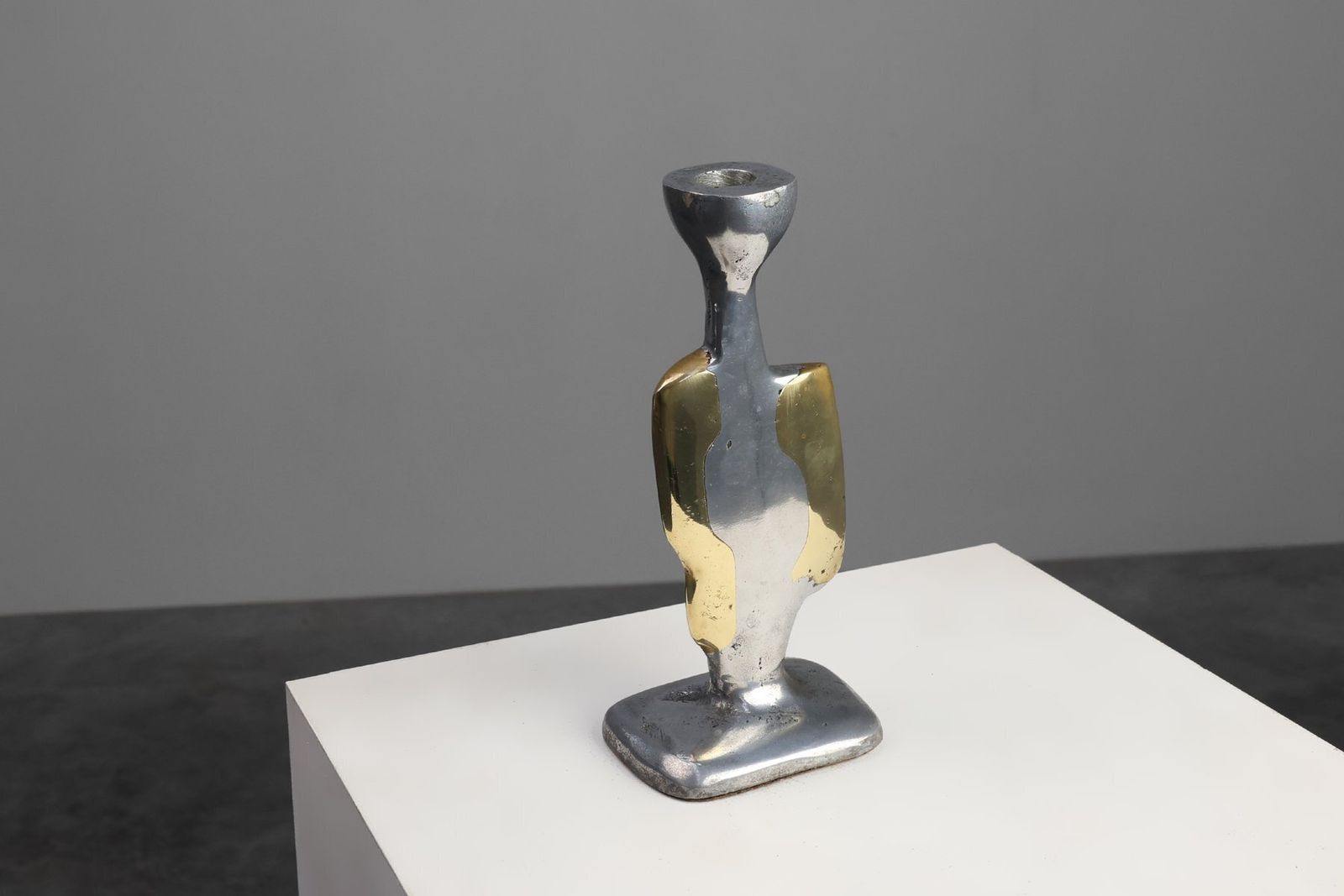 Candleholder And Bowl In Aluminum And Brass From David Marshall, United Kingdom, 1970s, Set Of 2 photo vinterior