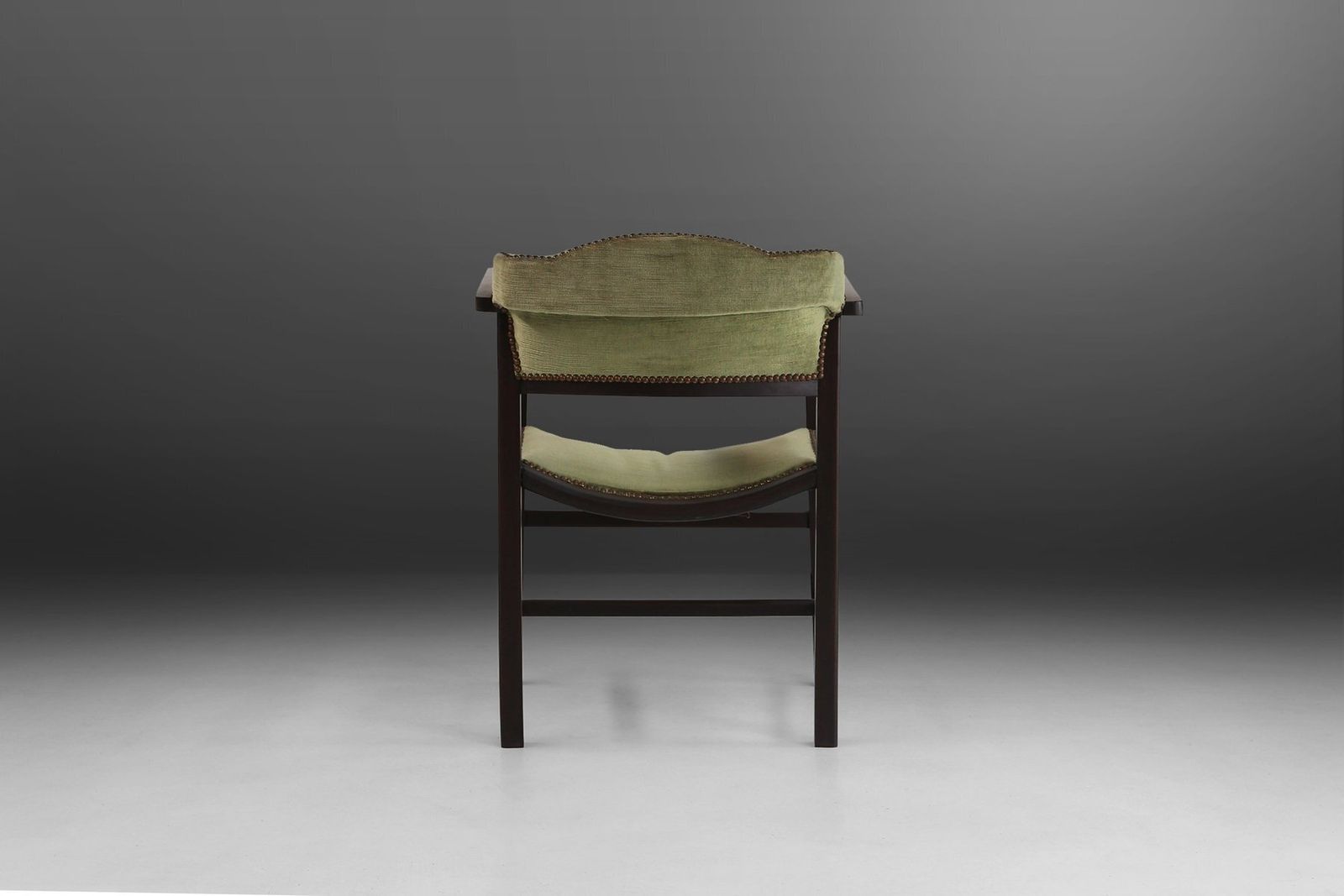 Art Deco Armchair In Black Lacquered Wood And Green Velvet, Belgium, 1930s photo buy
