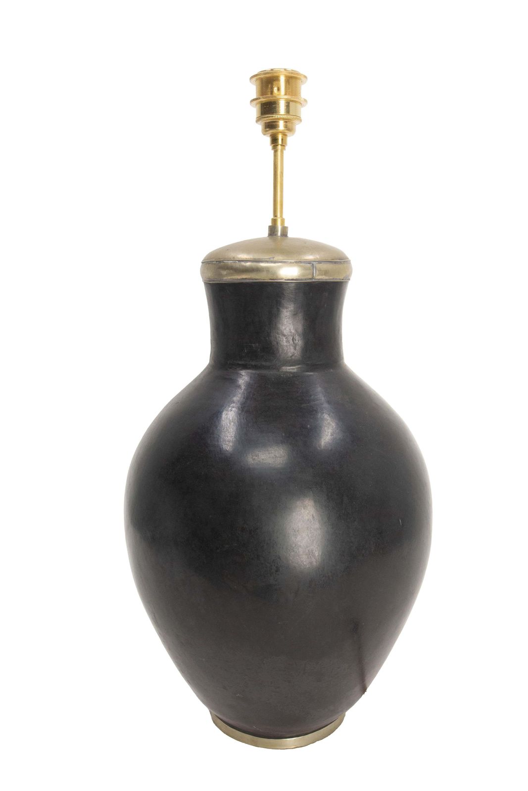 Terracotta Tadelakt Finishing Black Table Lamp Circa 1970, Morocco photo for sale