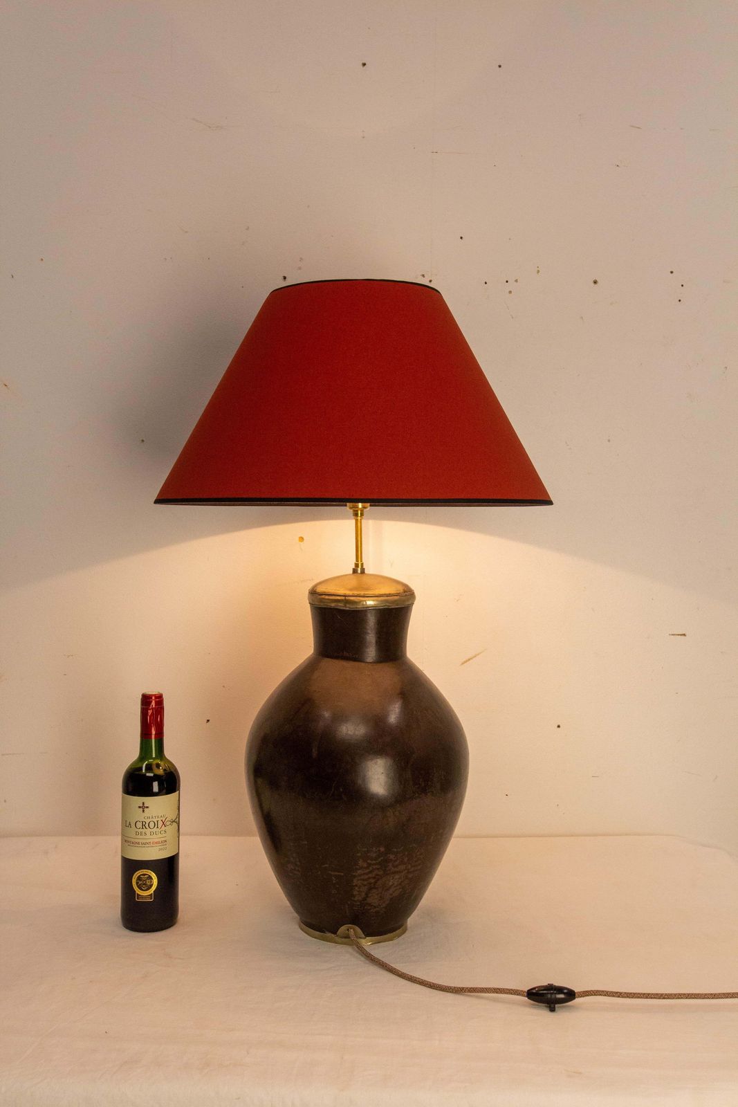 Terracotta Tadelakt Finishing Brown Table Lamp Circa 1970, Morocco photo buy