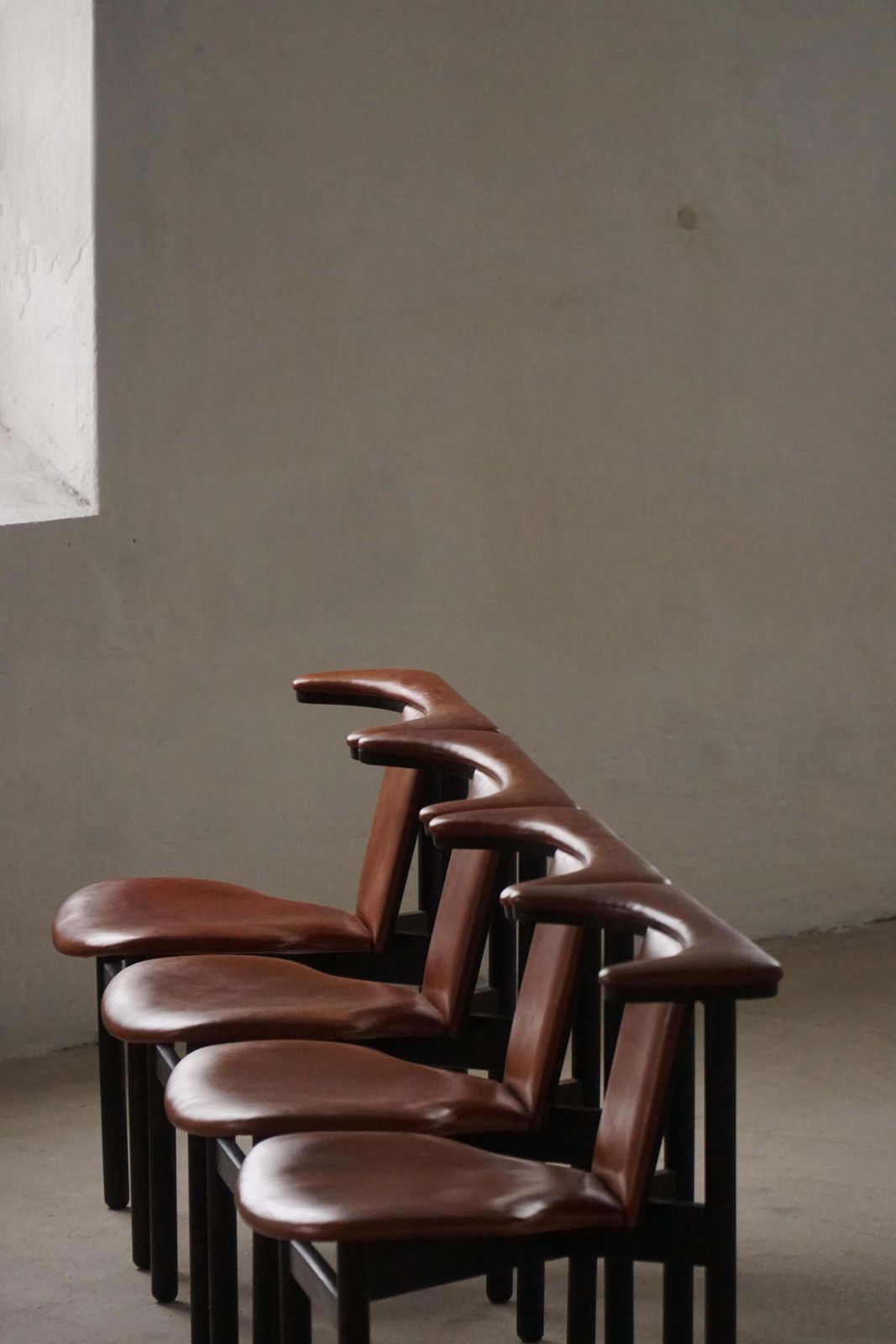Hans Olsen, Set Of 4 Frederik VII Dining Chairs, Oak & Leather, Mid 20th Century photo 4888.0