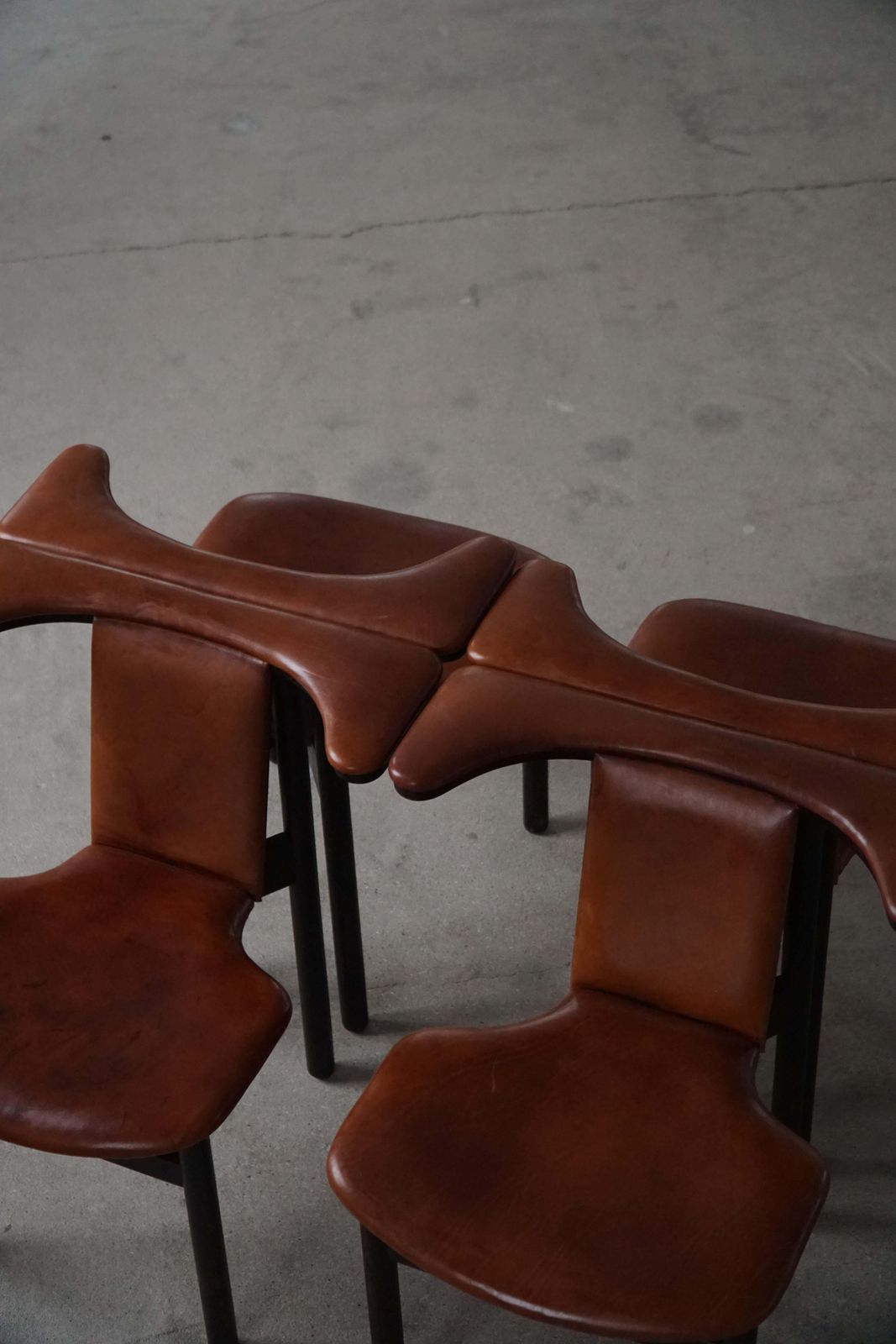 Hans Olsen, Set Of 4 Frederik VII Dining Chairs, Oak & Leather, Mid 20th Century photo vinterior