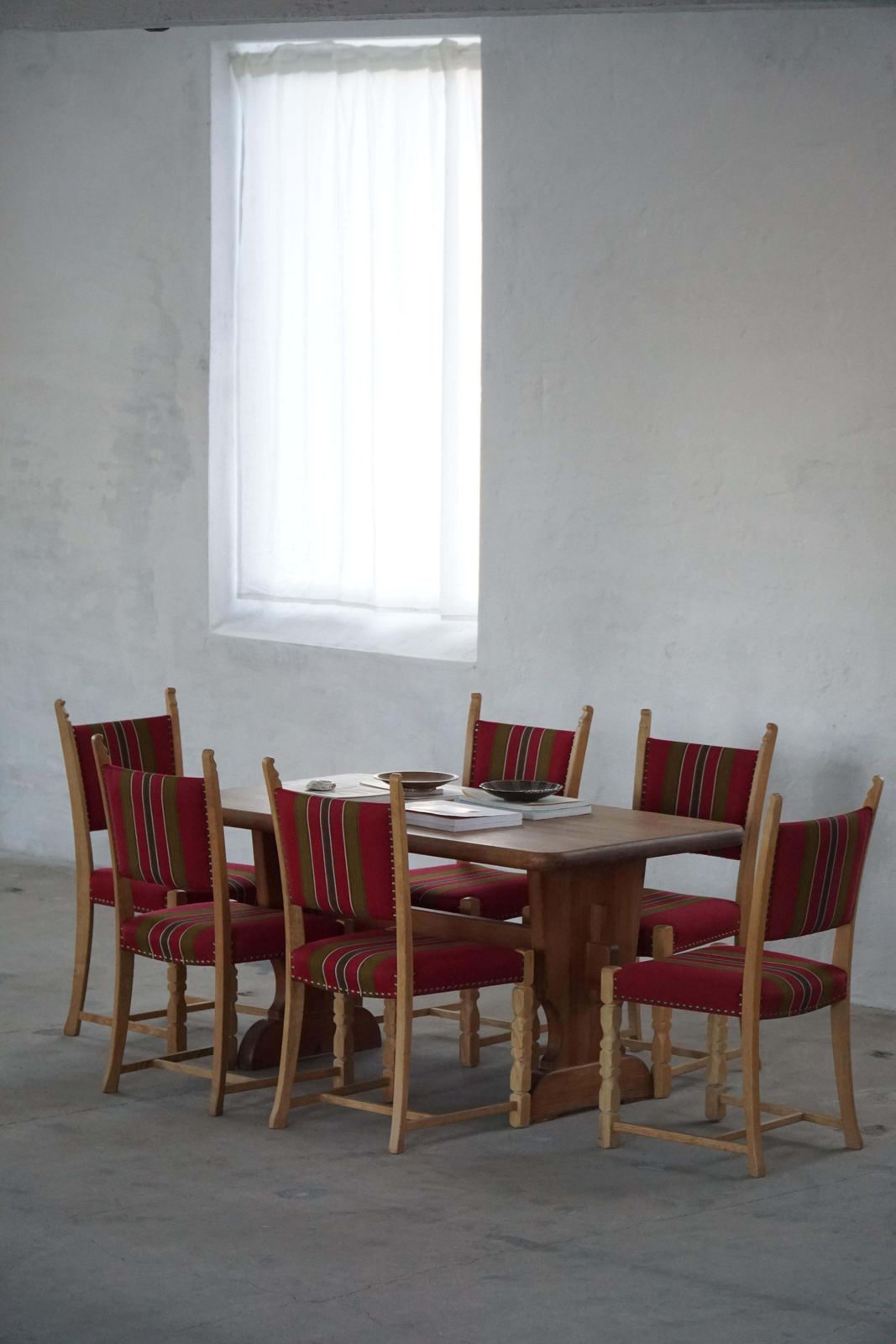 Danish Mid Century Modern, Set Of 6 Oak Dining Chairs, Henning Kjærnulf, 1960s photo for sale
