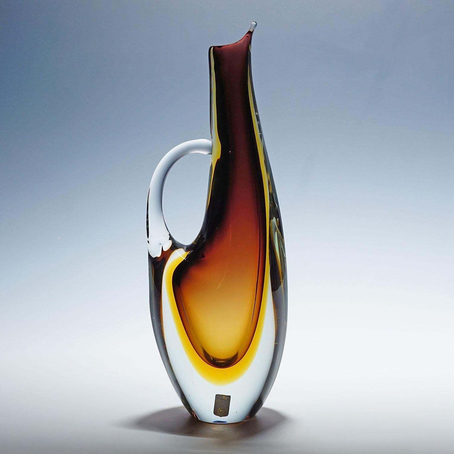Vintage Murano Sommerso Glass Jug By Arte Nuova 1950s photo furniture