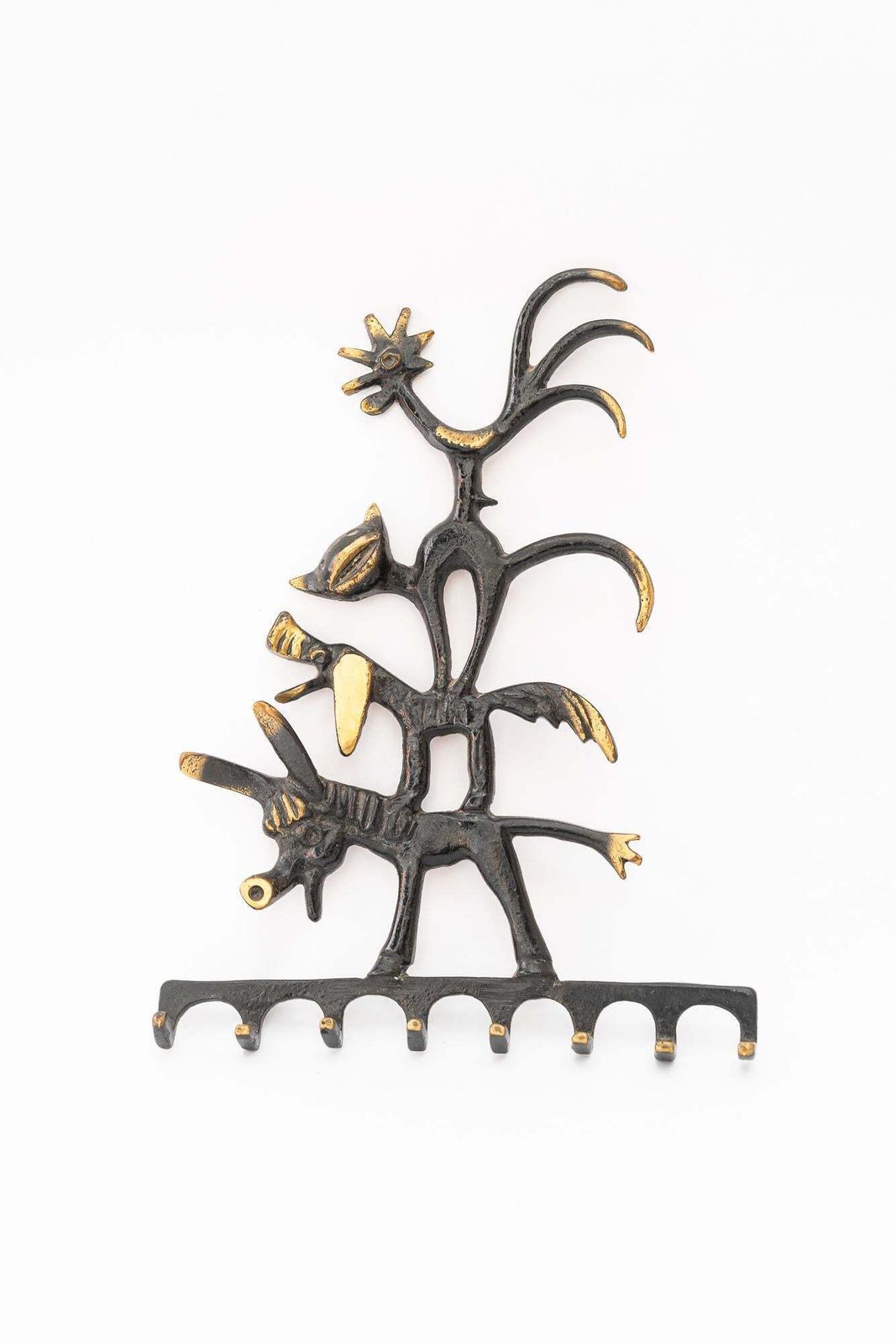 Walter Bosse Brass Key Hanger Donkey, Dog, Cat And Cock, Hertha Baller, Austria photo furniture