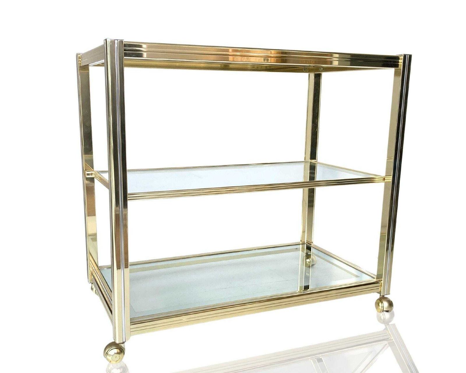 Pierre Vandel Bartafel | Parijs | Goudkleurige Chroom Serveertafel | 1960 photo furniture