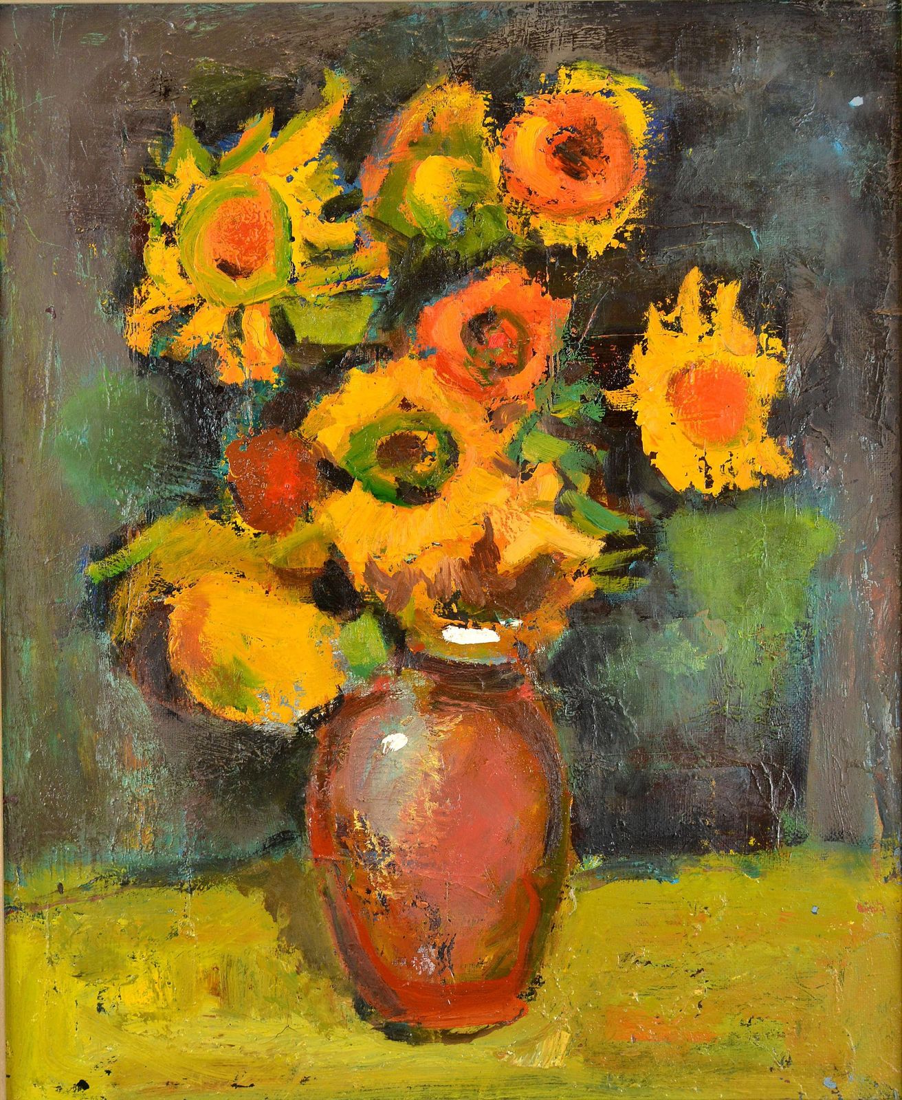 Aleksandr Rodin (1922 2001)still Life With Yellow Flowers. Oil On Canvas. 65x54 Cm