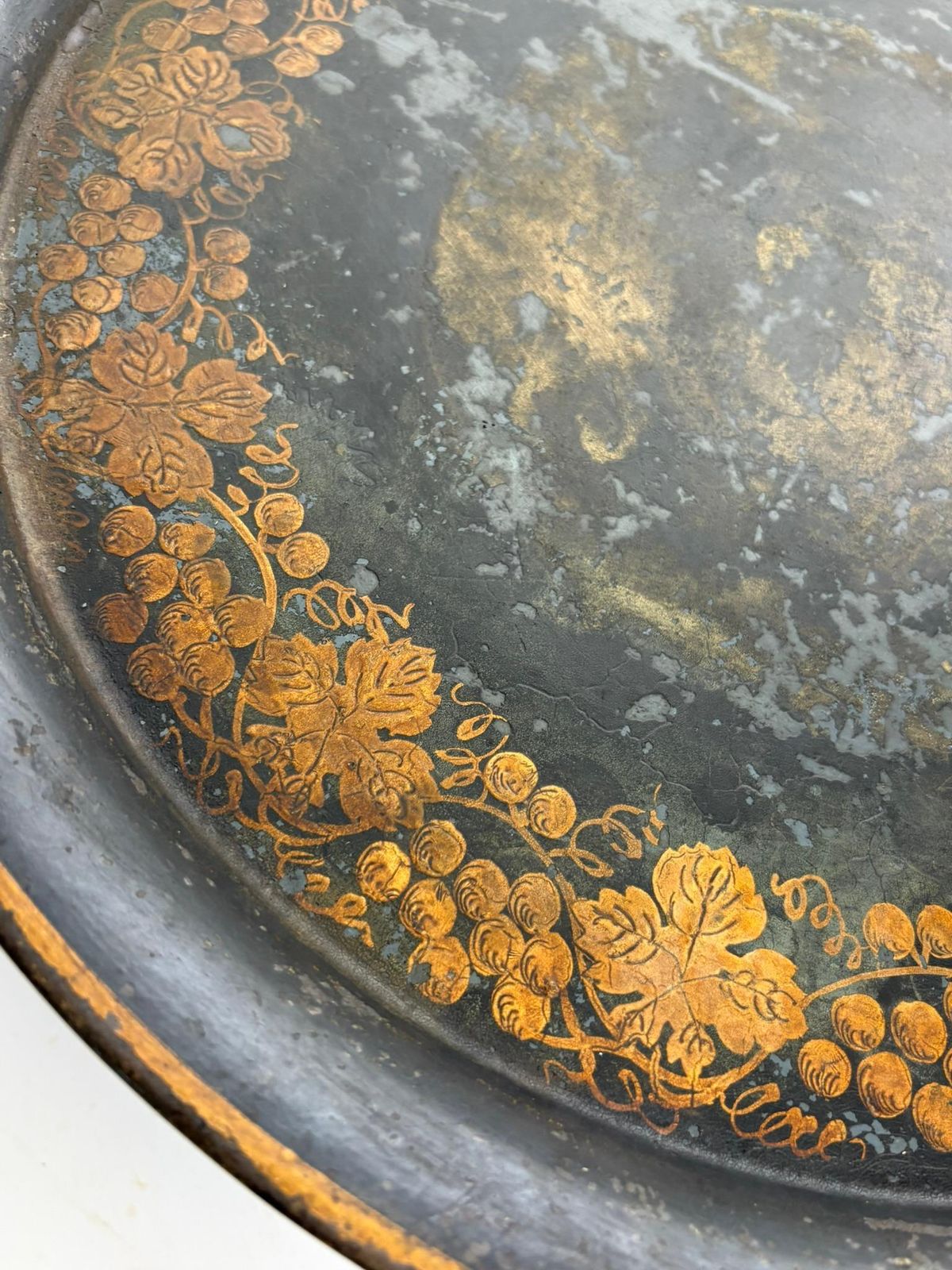 Pair Of Black Trays, Hand Painted. Napoleon III Style, France, 1950 photo vinterior