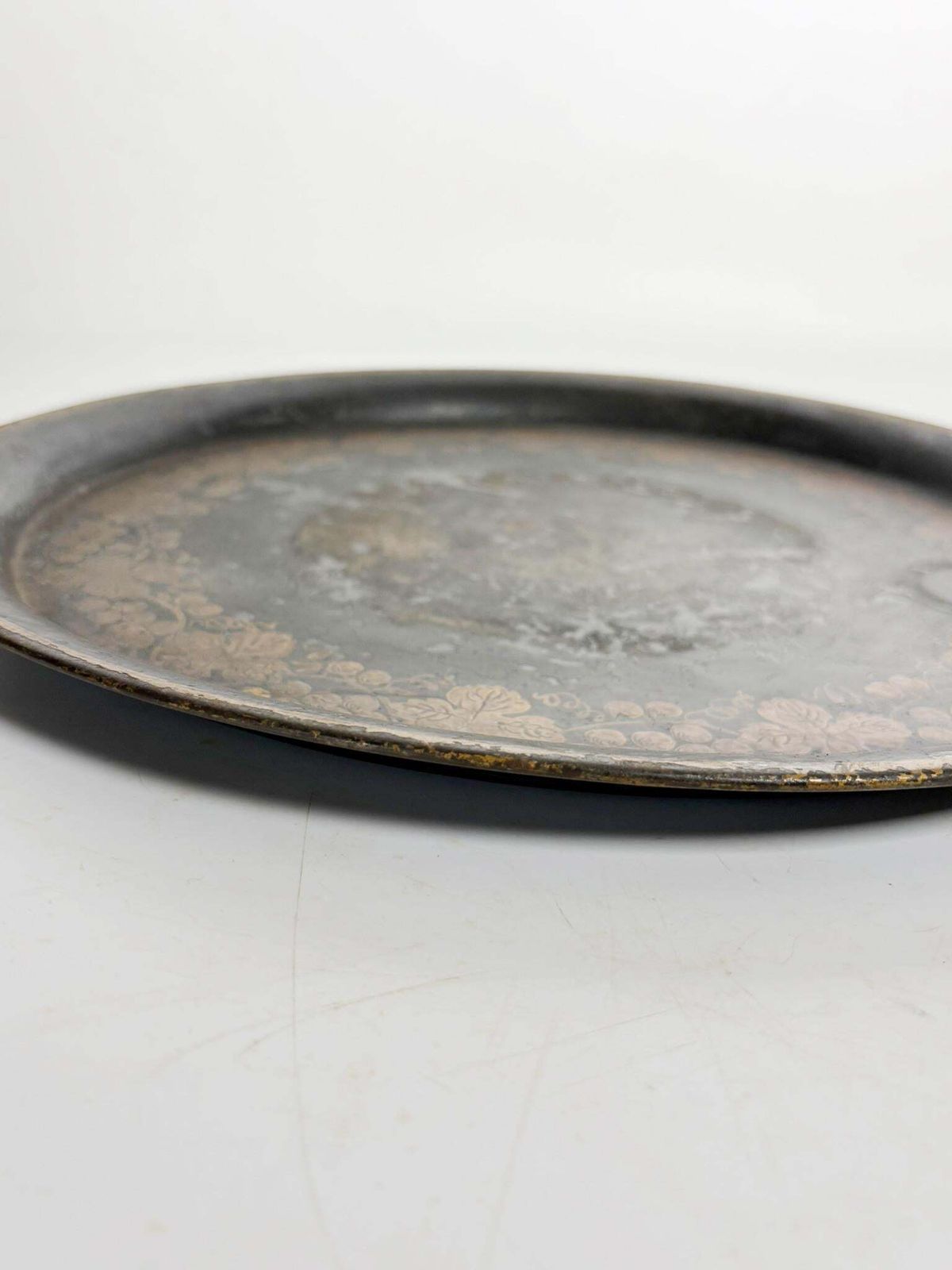 photo furniture Pair Of Black Trays, Hand Painted. Napoleon III Style, France, 1950