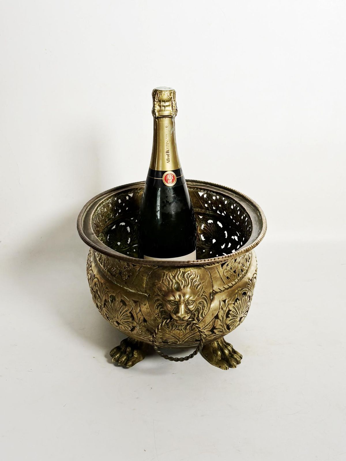 Brass Planter Decorated With A Lion's Head And Paws, France, 1960 photo Garden Decor