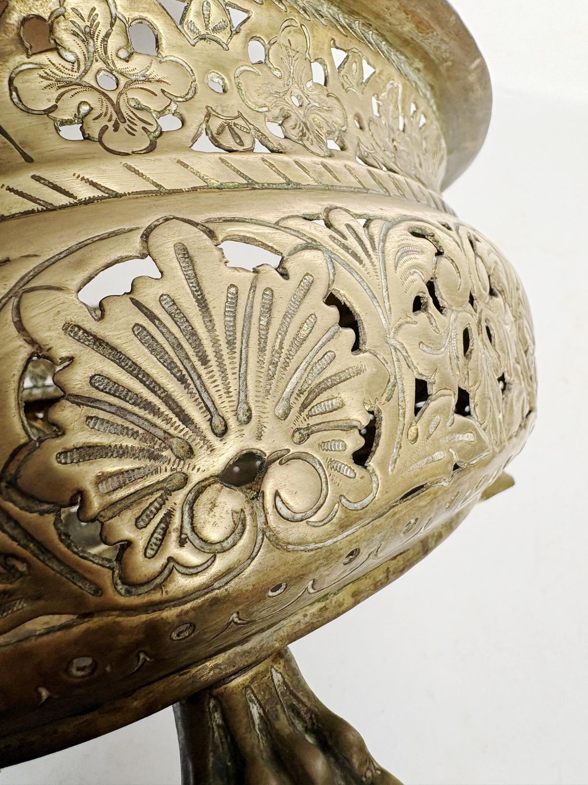 photo for sale Brass Planter Decorated With A Lion's Head And Paws, France, 1960