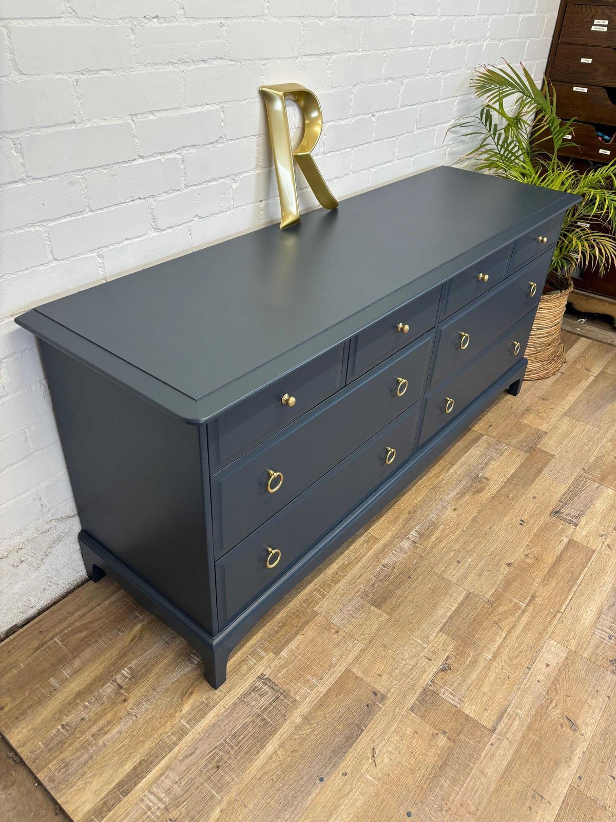 Stag Minstrel Captains Chest Painted In Peacock Navy photo Furniture