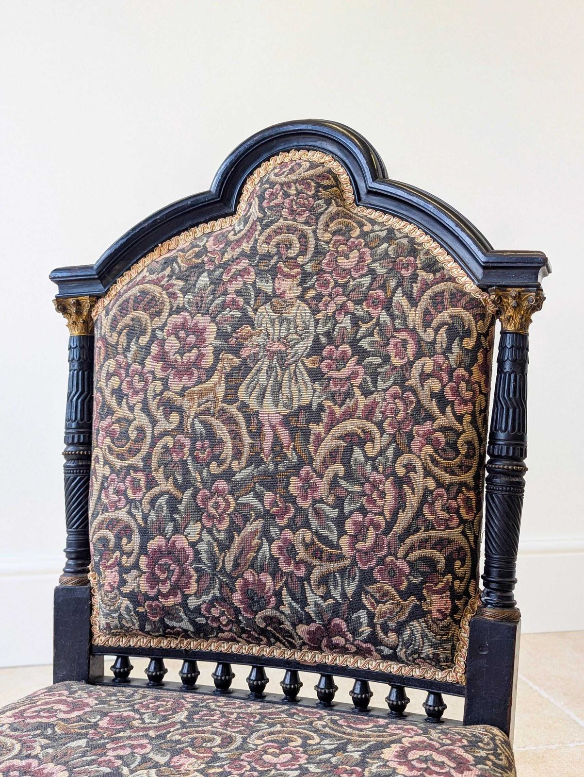Antique Victorian Ebonised Upholstered Low Chair C.1890 photo Furniture