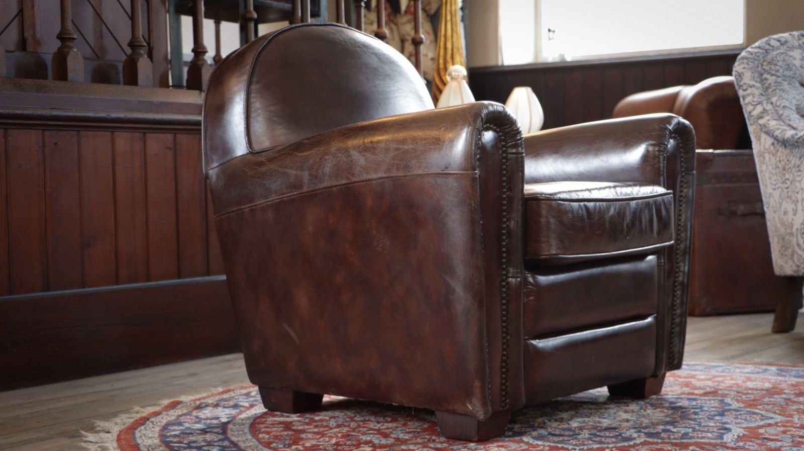 Superb Timothy Oulton Flea Market Club Library Leather Armchair Vintage Cigar 🚚 photo for sale