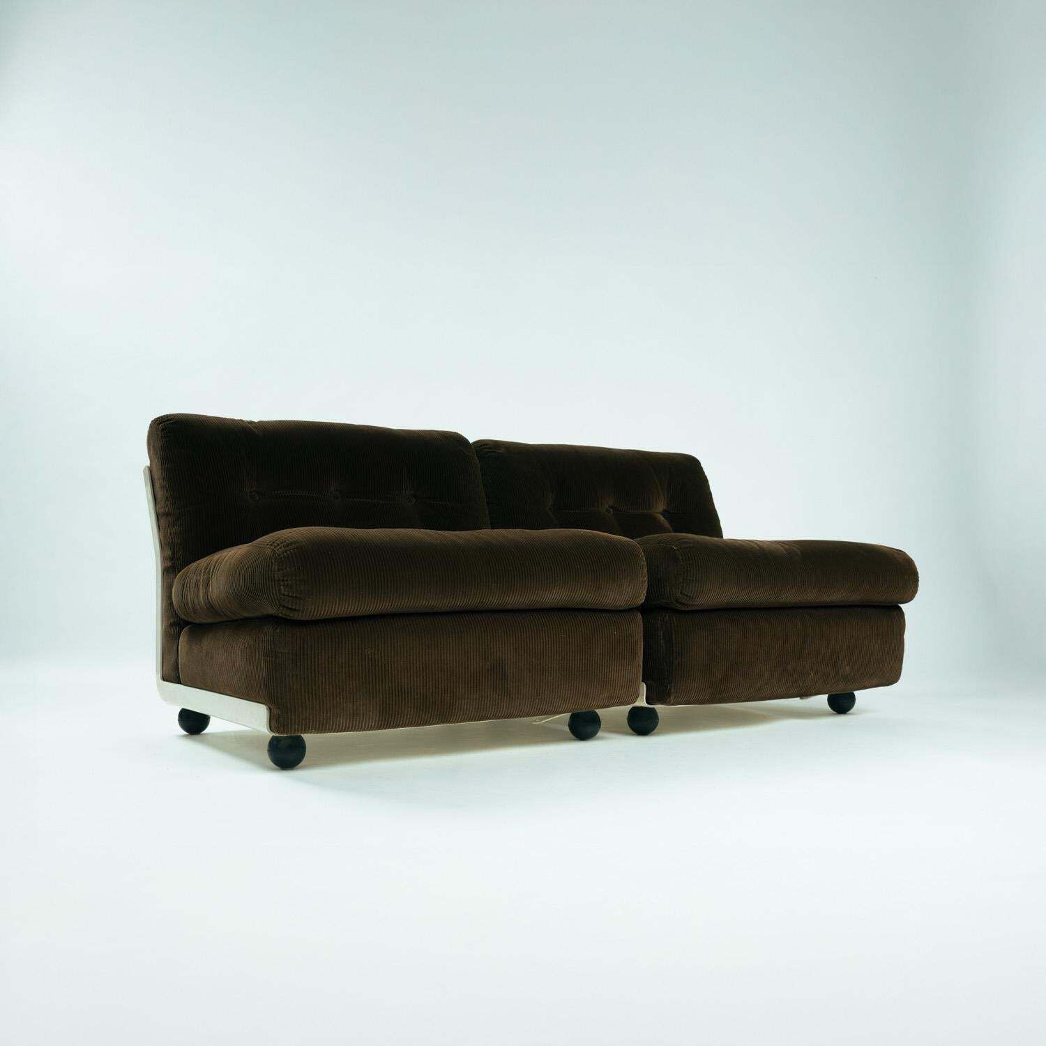 Mario Bellini For C&B Italia Modular 'Amanta' Seating Elements Original Brown Corduroy photo vintage