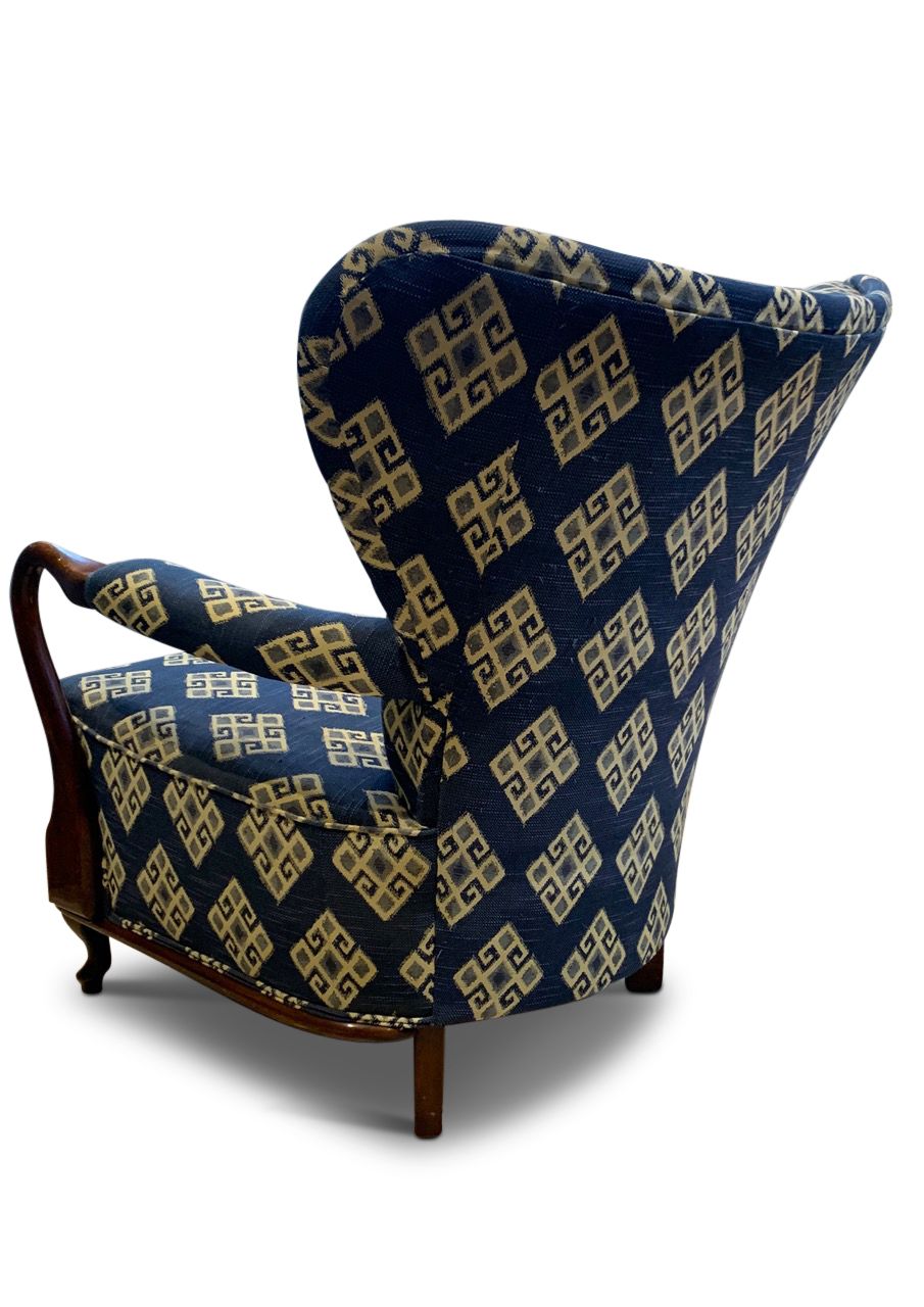 Art Deco Kilim Upholstery Stained Beech Open Framed Armchair By Fritz Hansen photo vinterior
