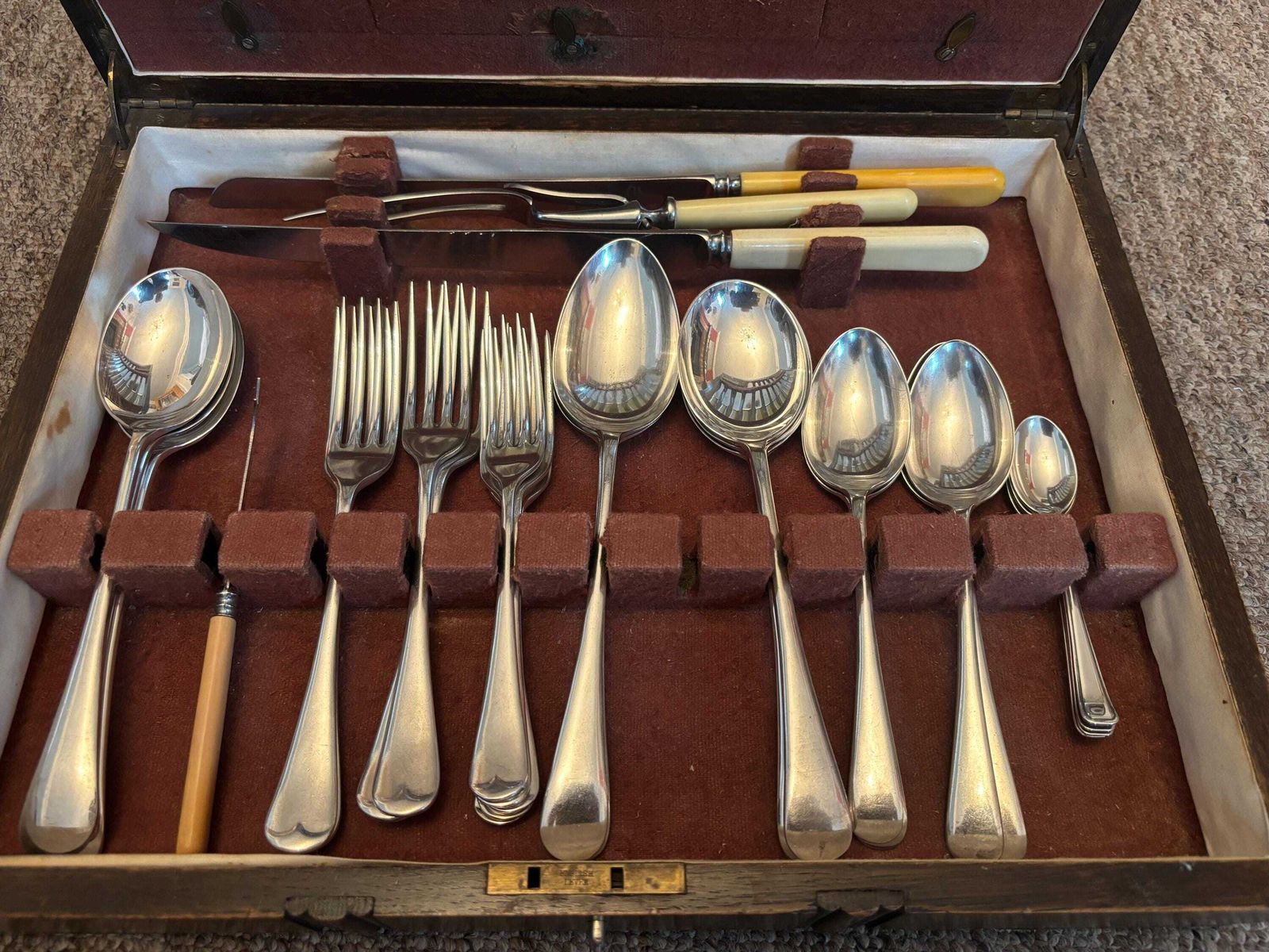 Joseph Rodgers & Sons Epns George V 6 Place Canteen Cutlery In Oak Box 41 Pieces photo vintage