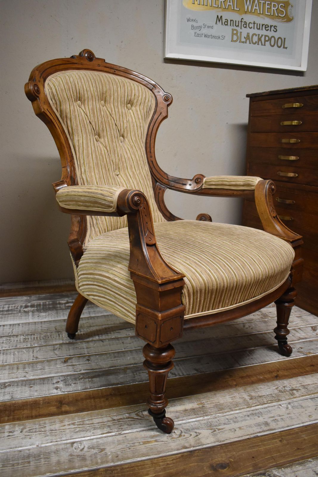 Pair Of 20th Century Victorian Country House Upholstered Library Salon Chairs photo furniture