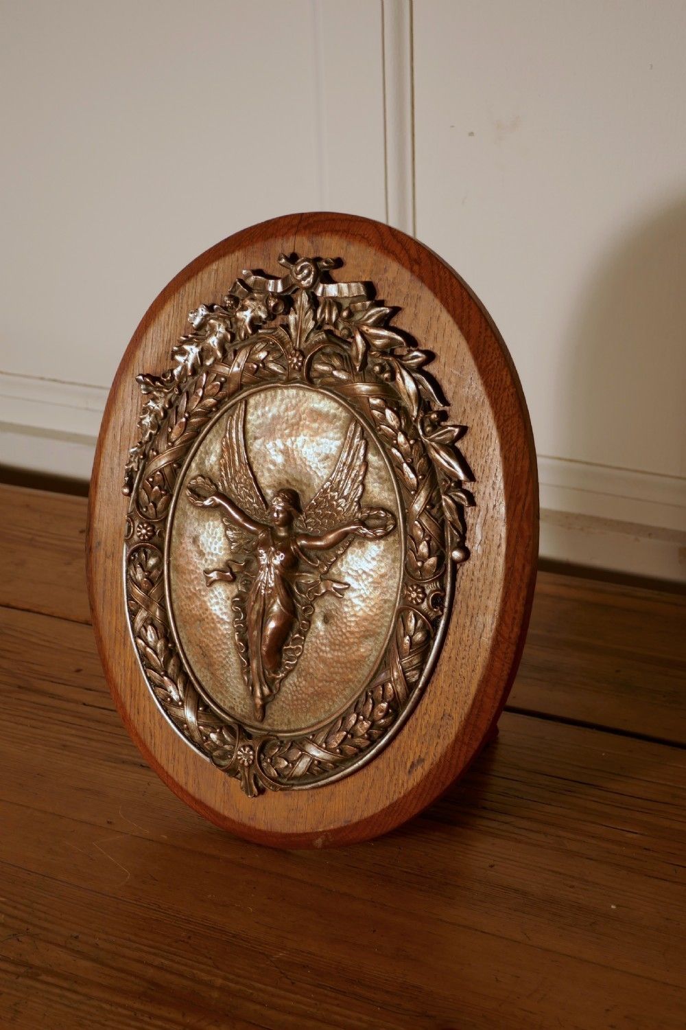 Arts And Crafts 19th Century Shield Trophy With Nike The Goddess Of Victory