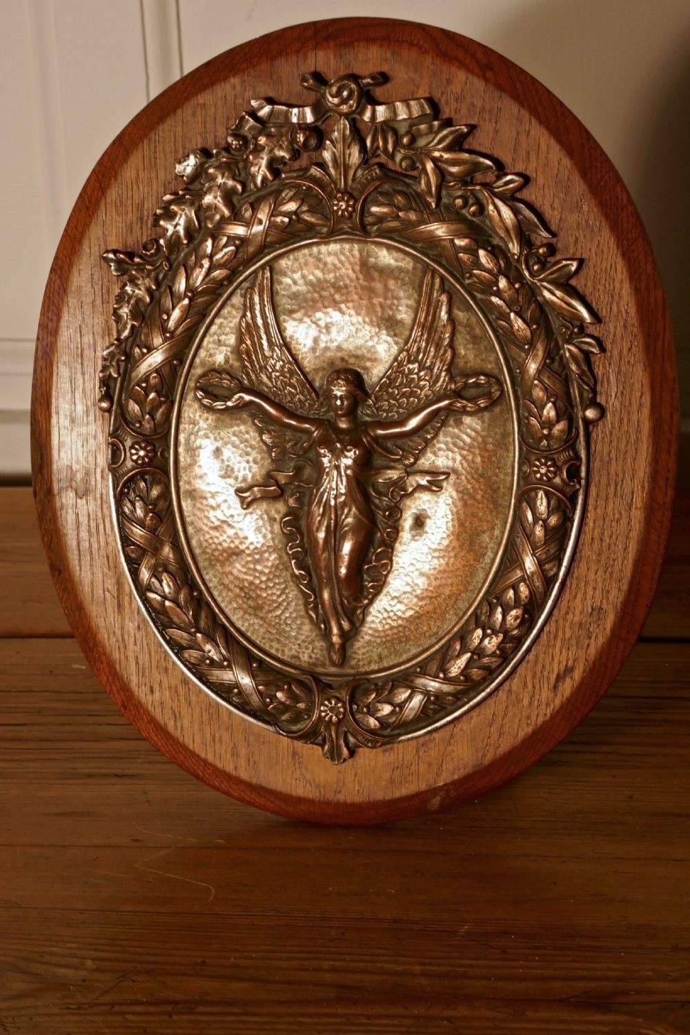 Arts And Crafts 19th Century Shield Trophy With Nike The Goddess Of Victory photo for sale