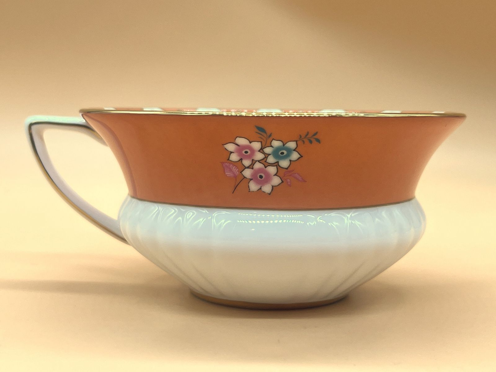 photo for sale Wedgwood China Wonderlust Collection Peony Diamond Design Tea Cup And Saucer Duo In Original Box.