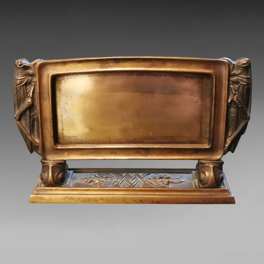American Arts And Crafts Bronze Photograph Frame Adorned With Grasshoppers C1900