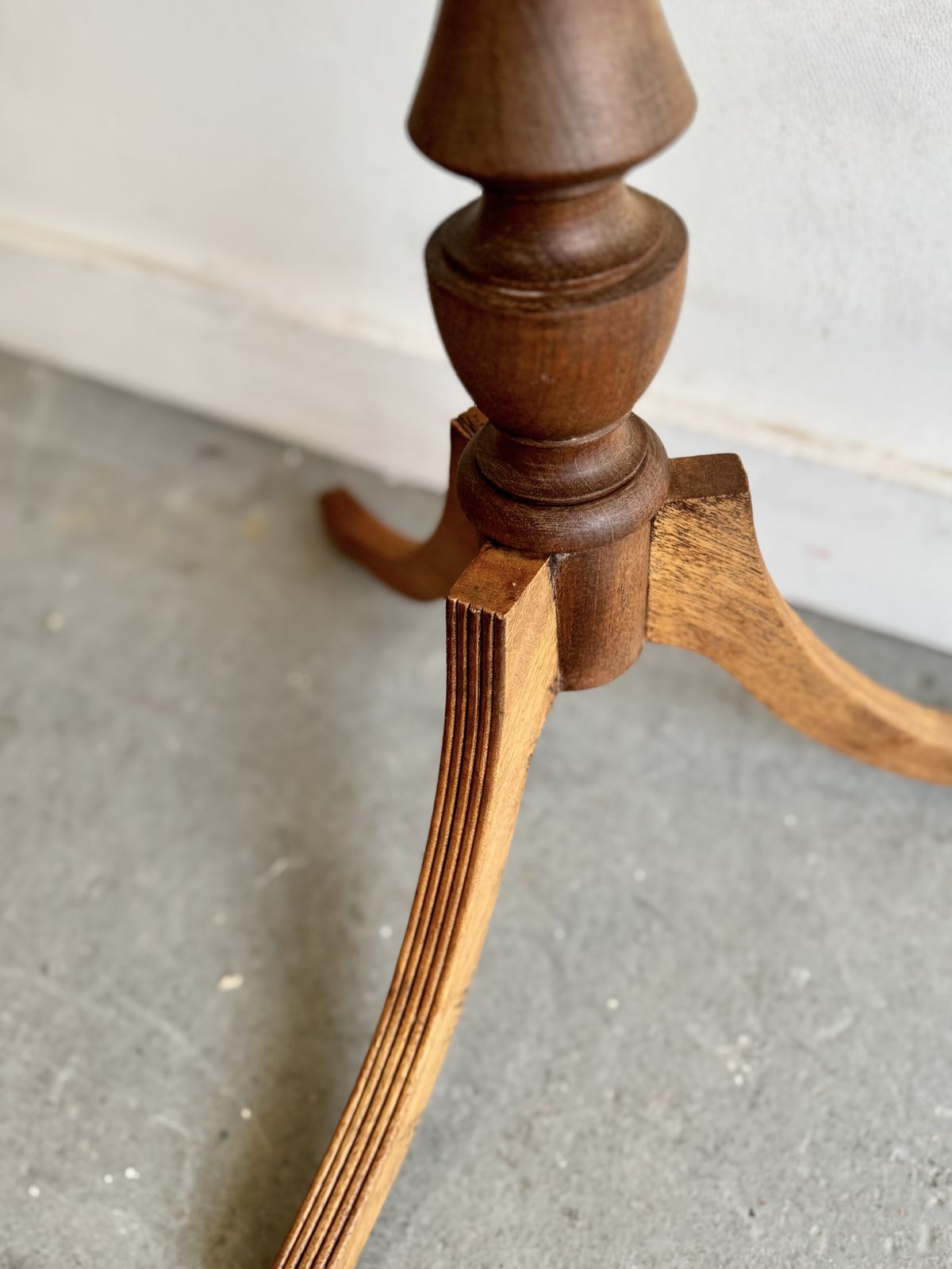 photo for sale Vintage Wooden Plant Stand Reeded With Tri Legs