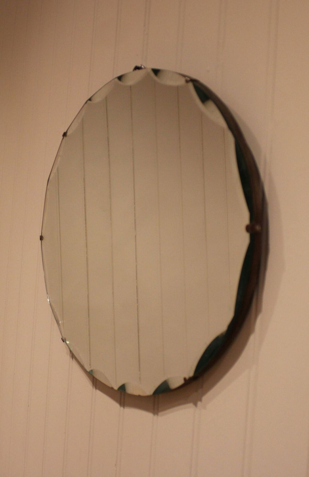 Oval Cut Glass Wall Mirror, 1930s photo Home Decor