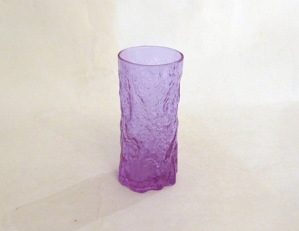 Bark Relief Goblet Vase In Mauve Glass By Geoffrey Baxter, 1960s photo for sale