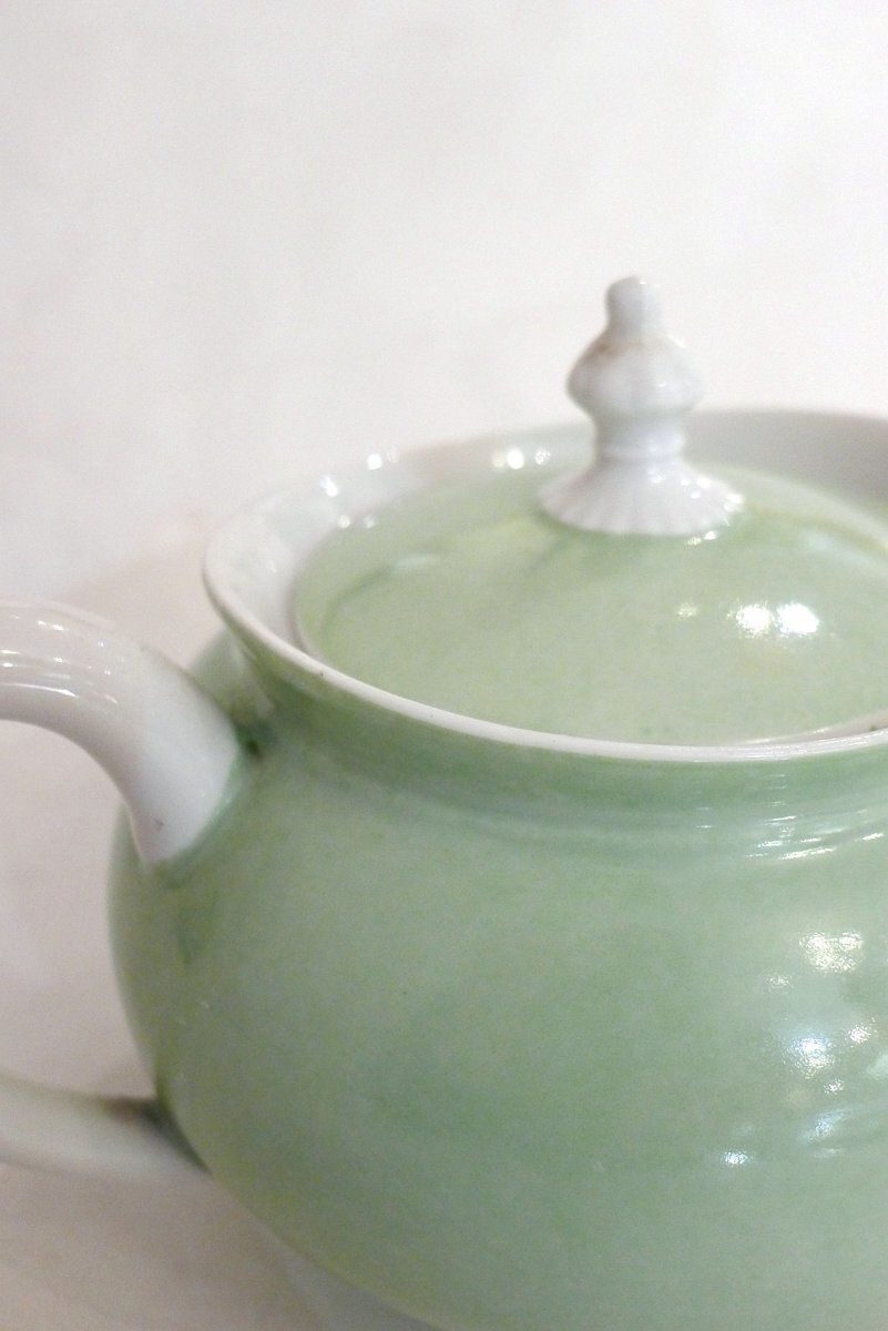 110.0 Small Antique Porcelain Teapot By Jean Pouyat, Limoges, France, 1890s photo