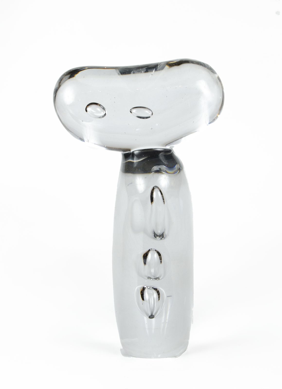 Late 20th Century Clear Hand Blown Glass Modern Abstract Sculpture With Trapped Bubbles, Poland photo furniture