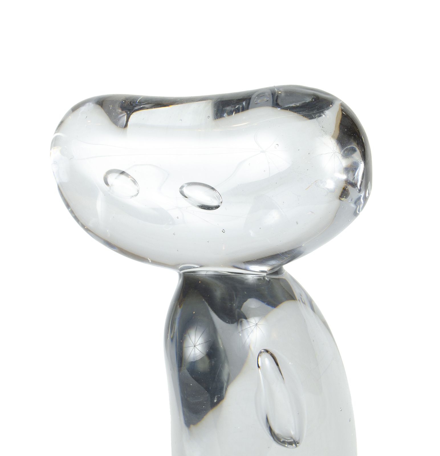Late 20th Century Clear Hand Blown Glass Modern Abstract Sculpture With Trapped Bubbles, Poland photo 1150.0