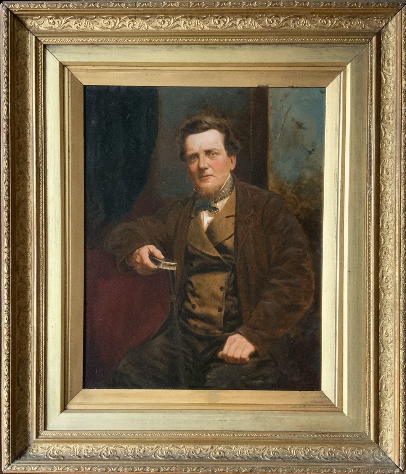 Original 19thc Antique Victorian Oil Portrait Painting Of A Distinguished Gent