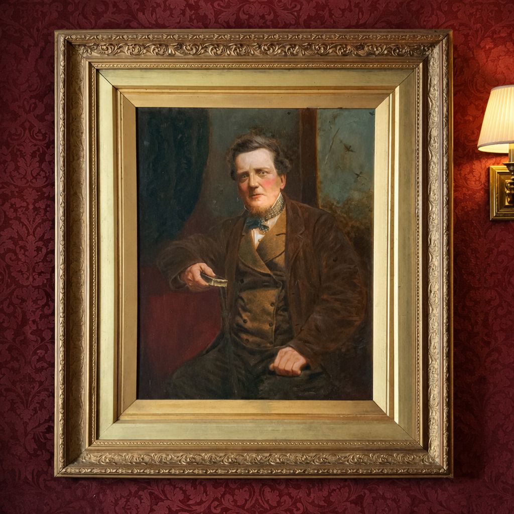 399.0 Original 19thc Antique Victorian Oil Portrait Painting Of A Distinguished Gent photo