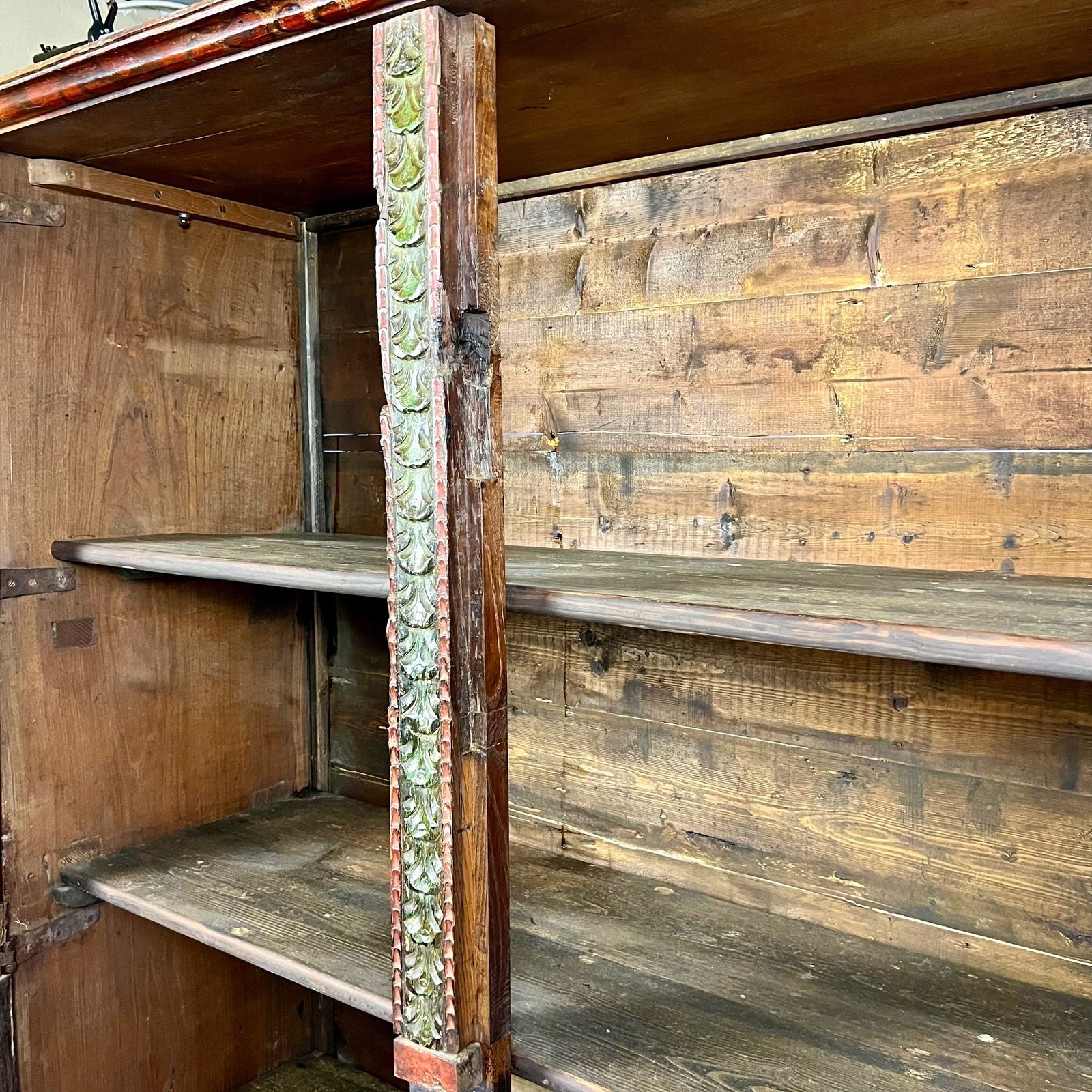 photo buy 17th Century Spanish Oak And Pine Painted Housekeeper’s/ Linen Press Cupboard