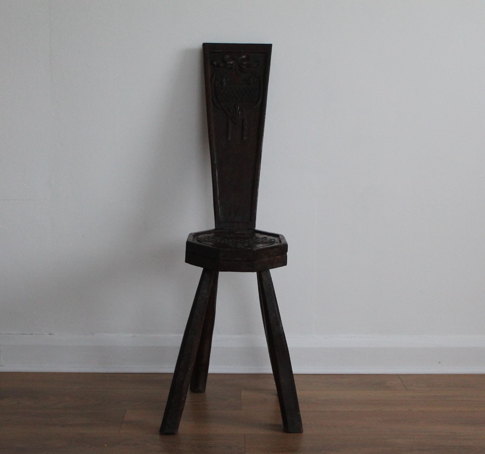 Antique Vernacular Hall Chair.  Oak Spinning Chair photo vintage