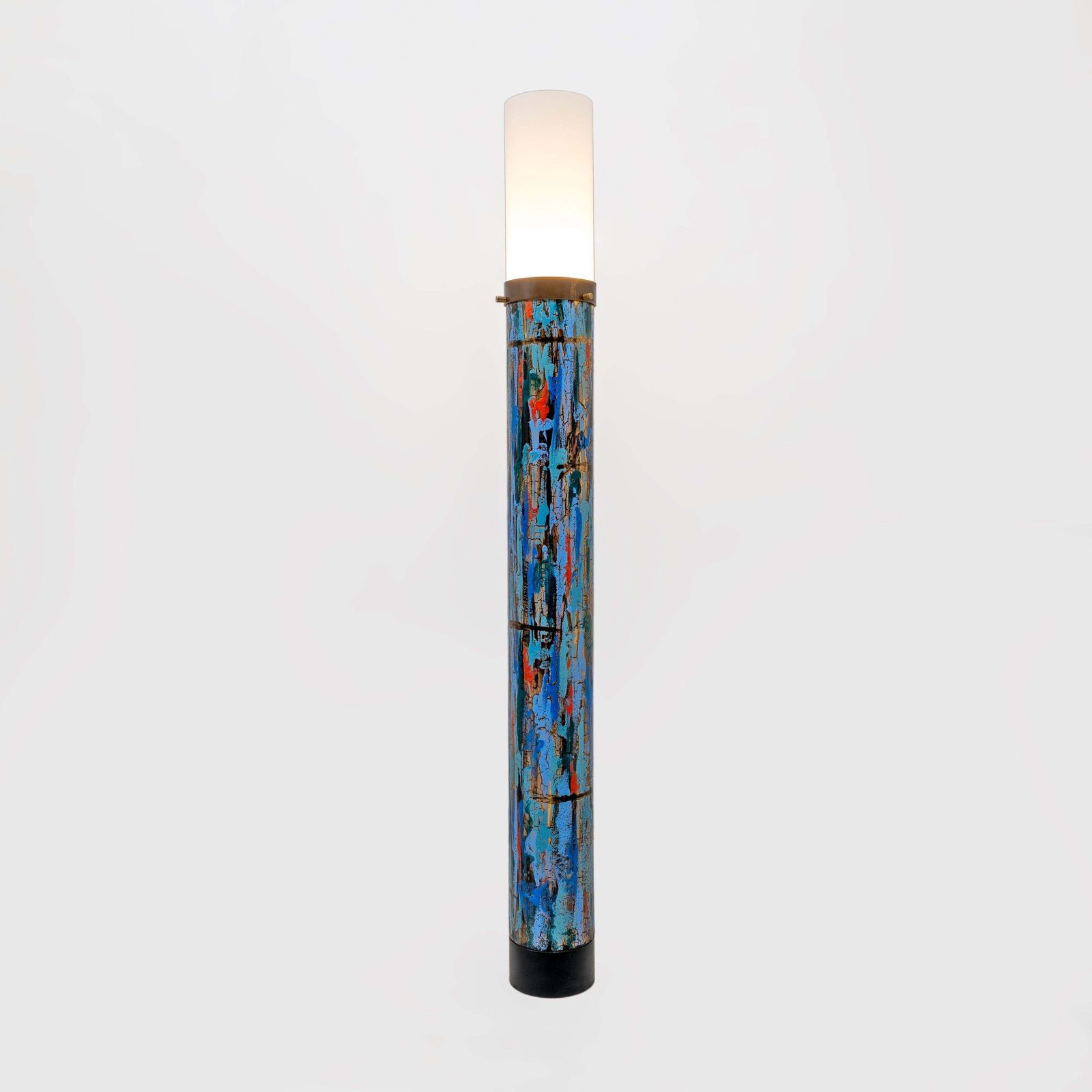 Italian Enamelled Brass Floor Lamp By Angelo Brotto For Esperia, 1960s photo for sale