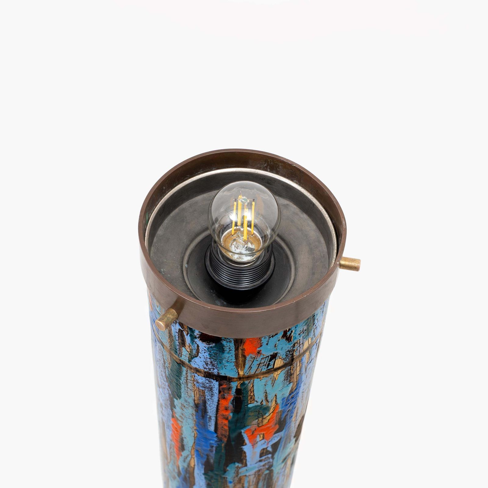 Italian Enamelled Brass Floor Lamp By Angelo Brotto For Esperia, 1960s photo buy