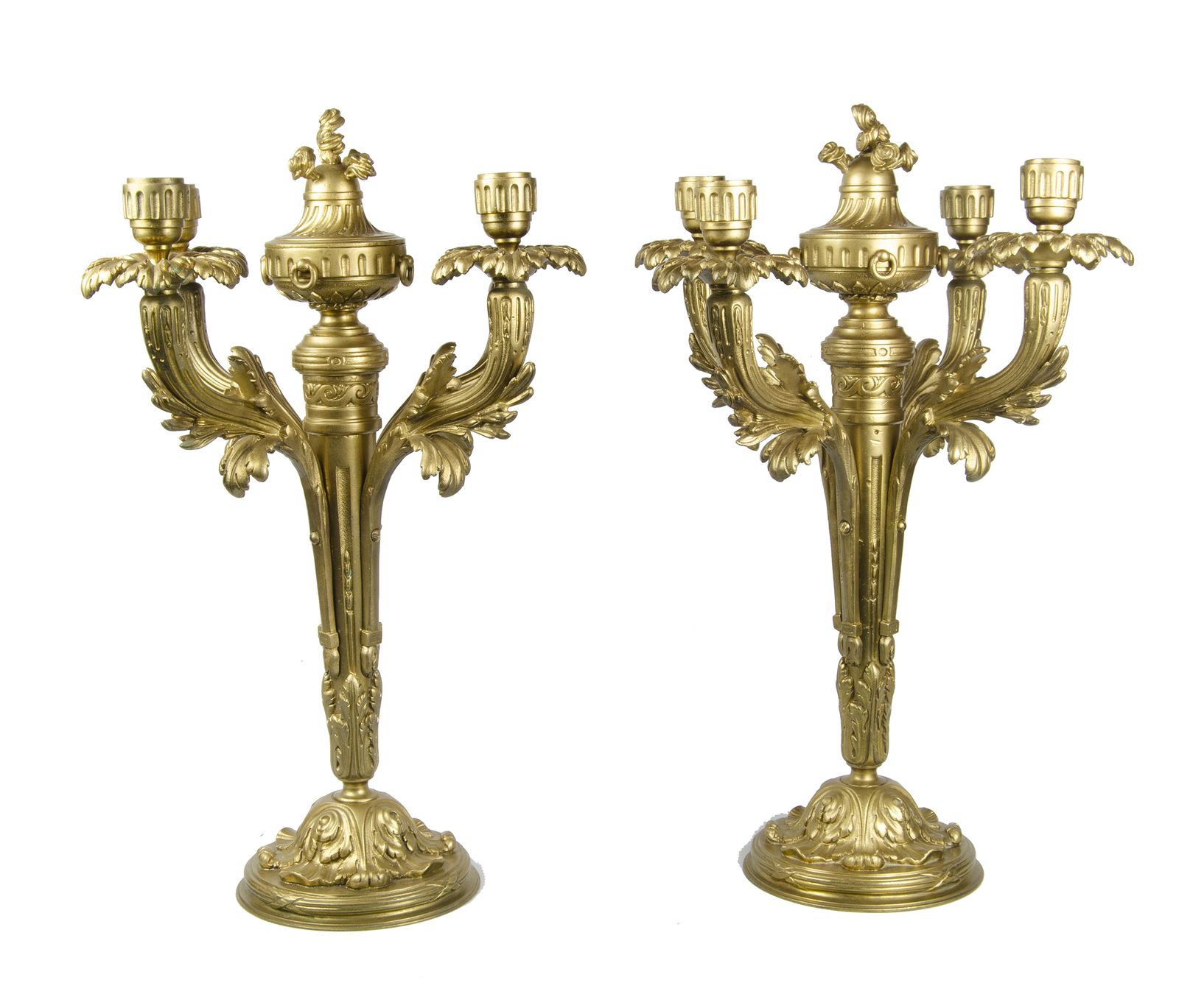 Pair Of Late 19th Century Neoclassical Gilt Bronze/Ormolu 4 Arms Candelabras, France photo furniture