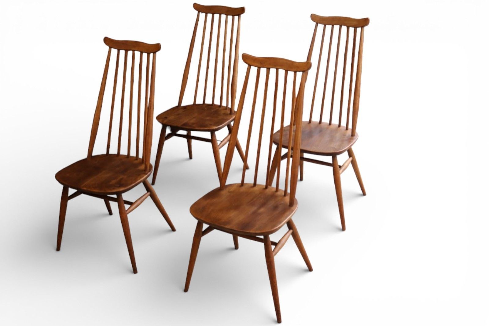 Set Of 4 Mid Century Ercol Goldsmith Dining Chairs Elm & Beech 1960s photo vintage