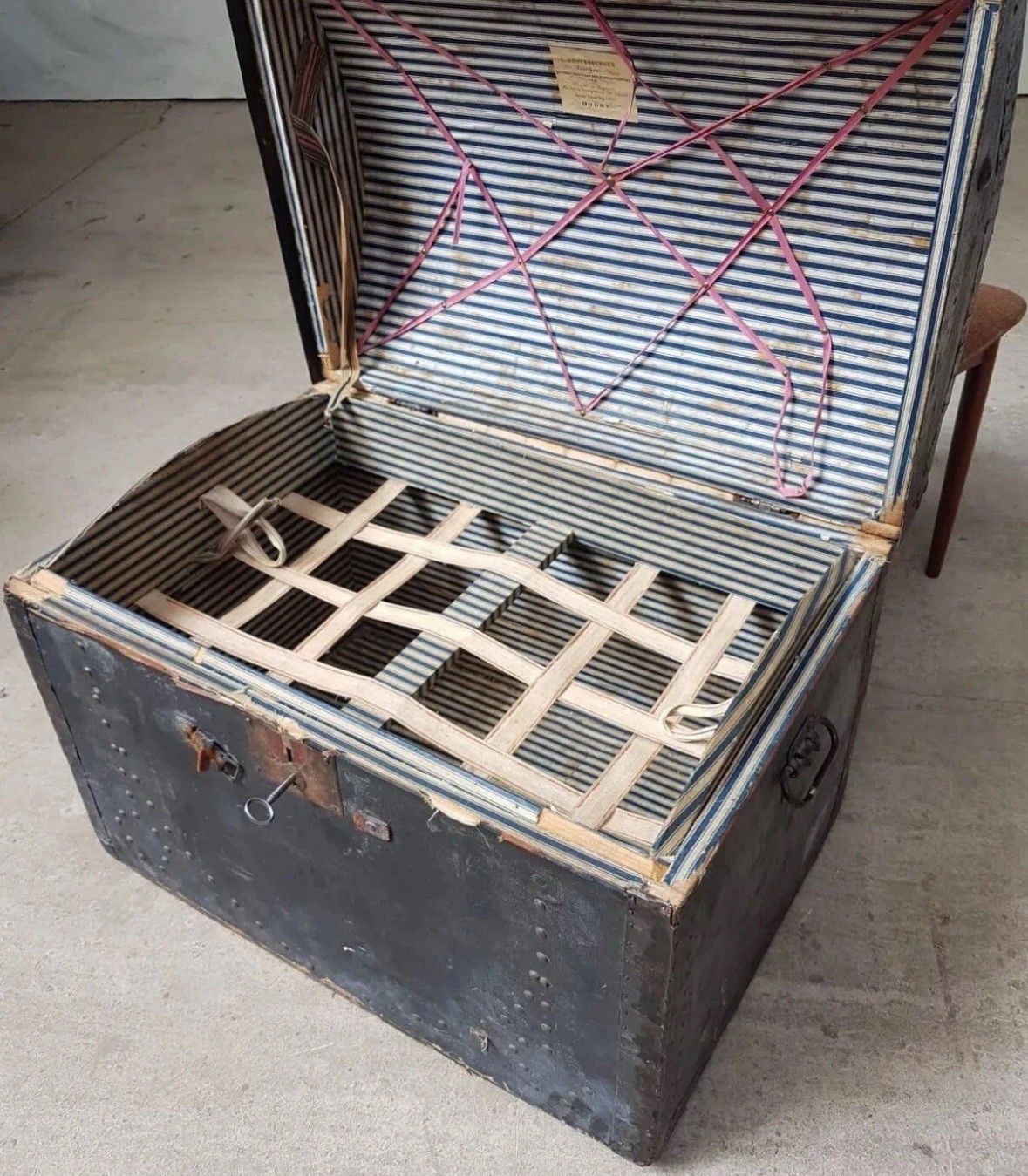 Veg Antique Rustic Steamer Storage Chest Trunk Blanket Box R1048 photo buy