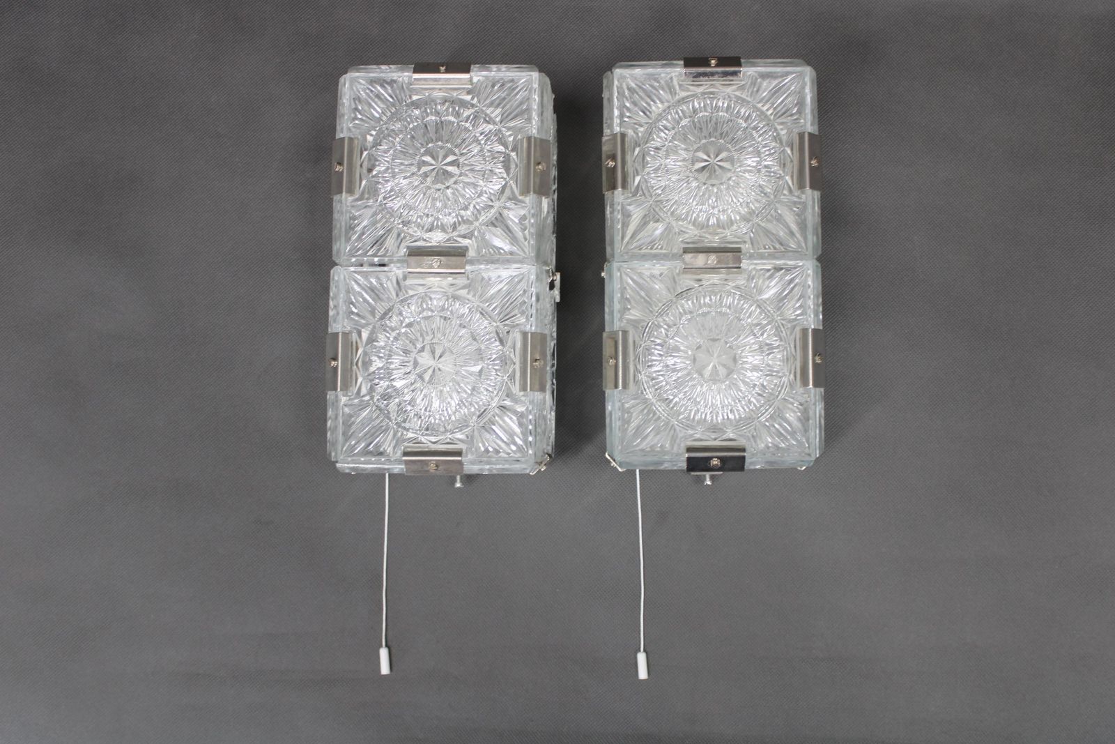 Pair Of Mid Century Czech Glass Wall Lights By Kamenický šenov photo furniture