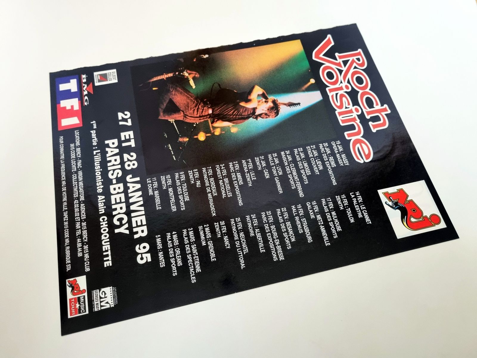 Original Concert Tour Advertisement, Roch Voisine Paris Bercy Dates, 1990s French Magazine Print photo furniture