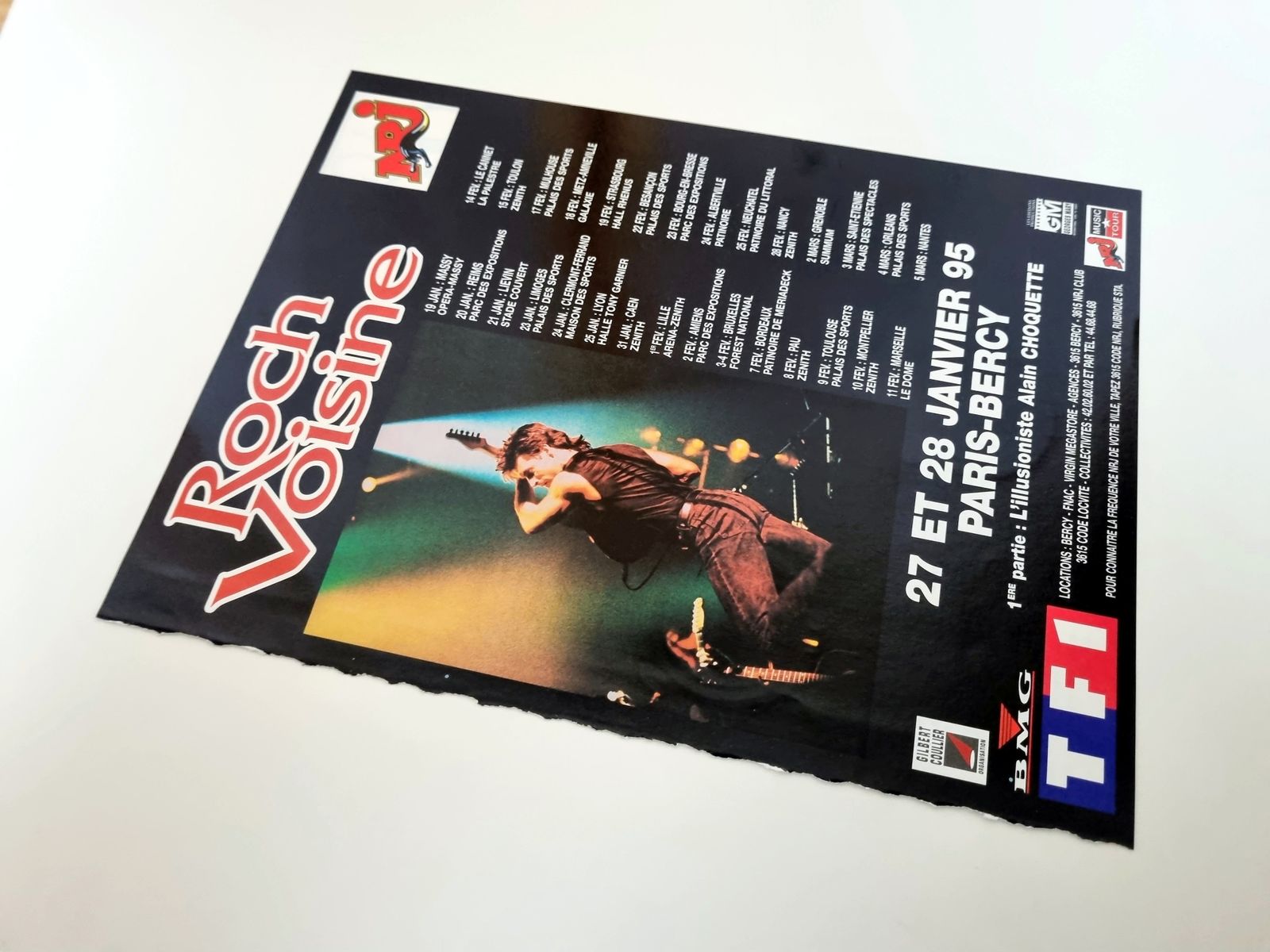 Original Concert Tour Advertisement, Roch Voisine Paris Bercy Dates, 1990s French Magazine Print photo for sale