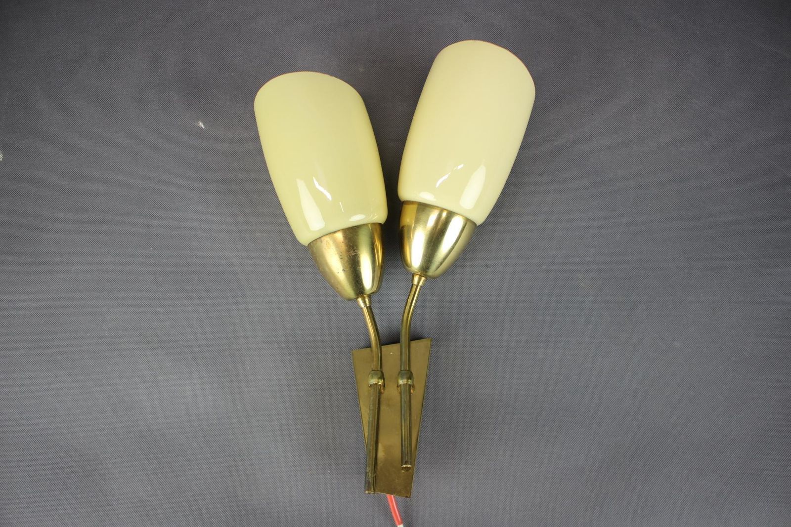 Mid Century Brass And Glass Wall Light By Kamenický šenov,  Czechoslovakia, 1960 photo vintage
