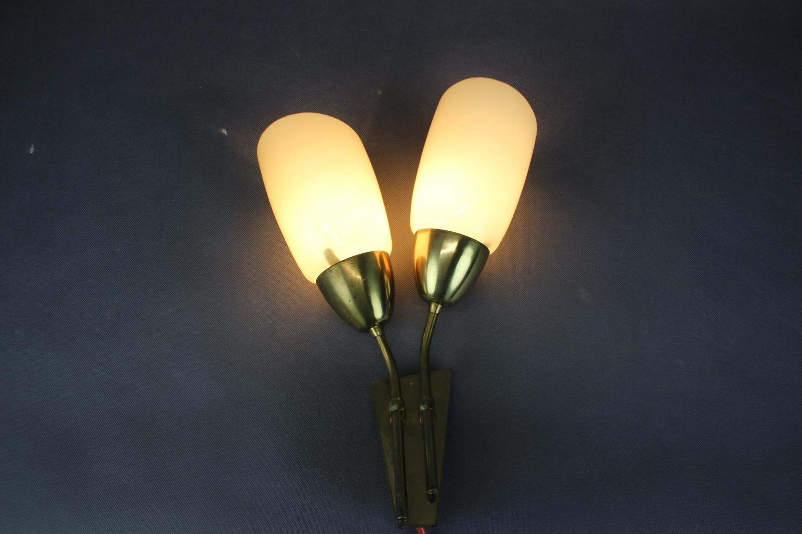 photo for sale Mid Century Brass And Glass Wall Light By Kamenický šenov,  Czechoslovakia, 1960