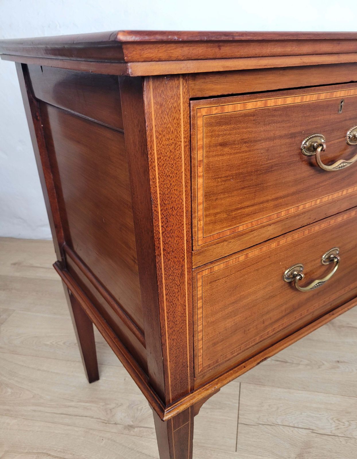 Victorian Dressing Chest Of Drawers Inlaid 19thc Drop Handles photo vintage