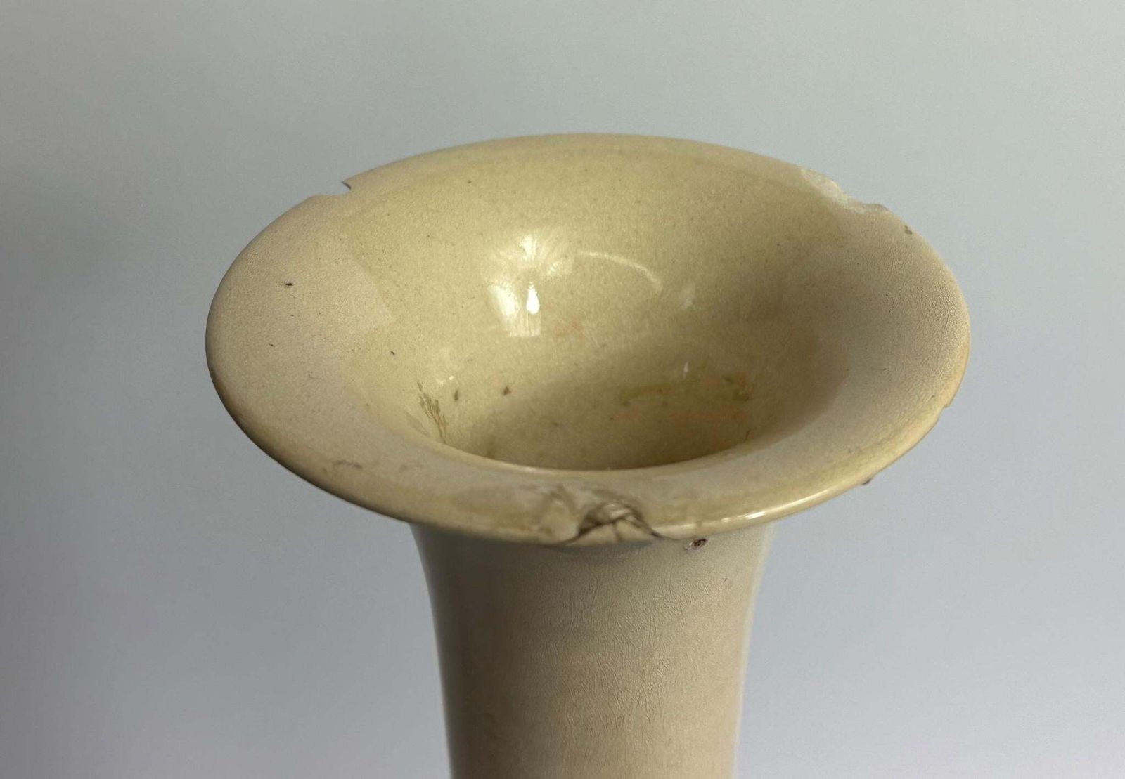 Kyoto Ware Bottle Vase – Blue To Cream Ombré Glaze   Japanese Meiji Period photo 165.0