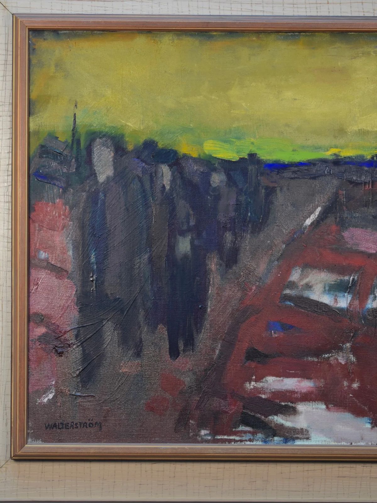 20th Century Landscape With Figures Oil Painting Ingvar Walterström (1920–1988) photo furniture
